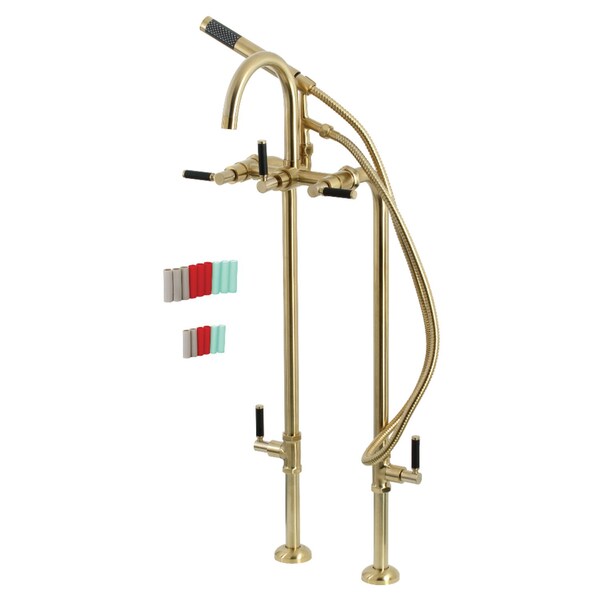 Aqua Vintage CCK8107DKL Freestanding Tub Faucet with Supply Line, Stop Valve, Brushed Brass CCK8107DKL - main